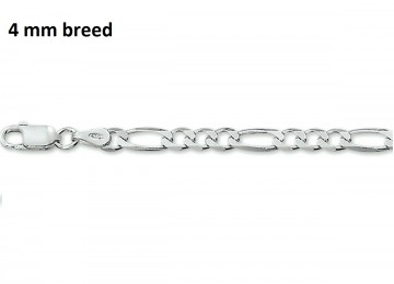Zilveren figaro armband 19 cm - 4 mm breed