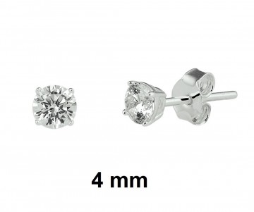 Zilveren oorbellen ROND 4mm zirkonia