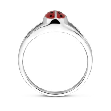 Zilveren lieveheerbeestje ring (emaille)