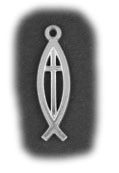 Zilveren Ichthus met kruis 17mm