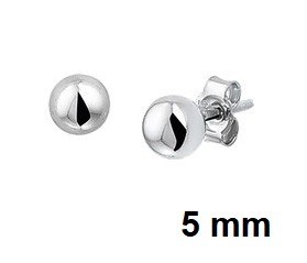 Zilveren oorbellen 5 mm bolletjes