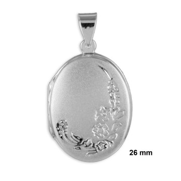 Zilveren medaillon bloemen 26mm
