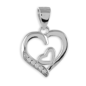 Zilveren hartje in hart hanger - zwanger geboorte