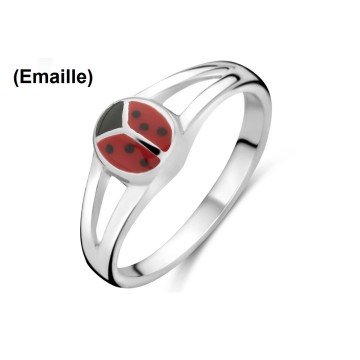 Zilveren lieveheerbeestje ring (emaille)