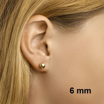 Gouden oorknoppen 6 mm bol