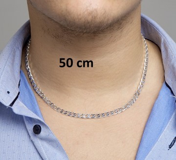 Zilveren halsketting 6 mm - 50 cm heren geslepen gourmet