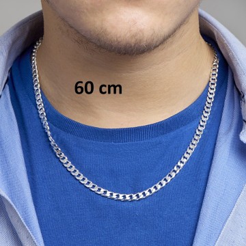 Zilveren halsketting - 6 mm - 60cm heren geslepen gourmet