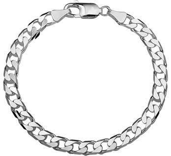 Zilveren armband 6 mm - 21 cm - Heren geslepen gourmet