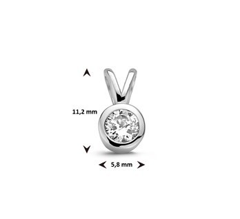 Zilveren hangertje 6mm zirkonia steentje.