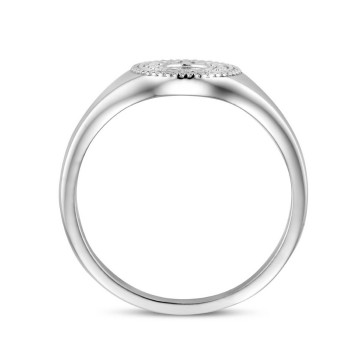 Zilveren ronde dames ring met zirkonia (9mm)
