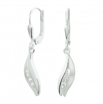 Zilveren damesoorbellen hangertjes met steentjes