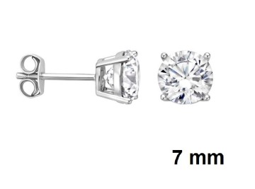 Zilveren oorbellen ROND 7mm zirkonia