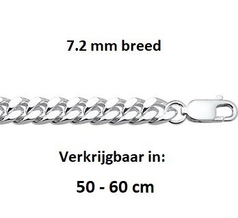 Zilveren halsketting 50 / 60 cm - 7.2 mm Heren gourmet