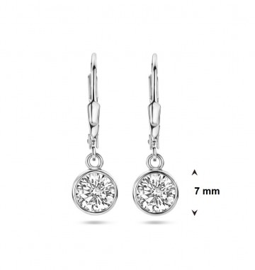 Zilveren oorhangers 7mm zirkonia rond