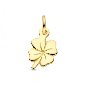 Gouden klavertje vier (12 mm) hangertje