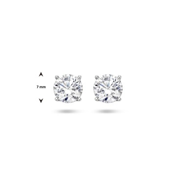 Zilveren oorbellen ROND 7mm zirkonia