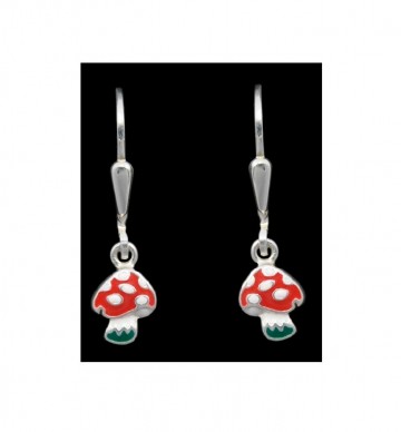 Zilveren kinderoorbellen paddestoel hangertjes