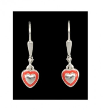 Zilveren oorbellen hartjes rood
