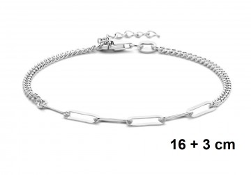 Zilveren plat anker gourmet 16+3cm armband