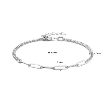 Zilveren plat anker gourmet 16+3cm armband