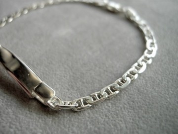 Zilveren plaatarmband 19cm anker (dames)