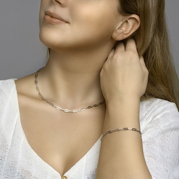 Zilveren anker halsketting, 45 cm.