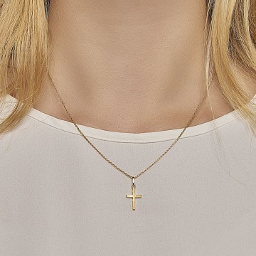 Gouden kruisje hanger 17mm (bewerkt)