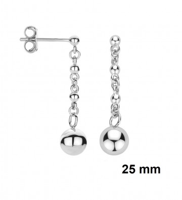 Zilveren oorbellen 25mm stekertjes