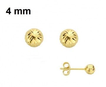 Gouden oorknopjes Bewerkt bolletjes 4mm.
