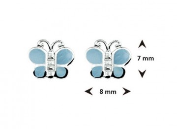 Zilveren oorbellen vlinder blauw parelmoer