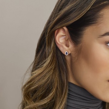 Zilveren stijlvolle blauw oorbellen 8mm