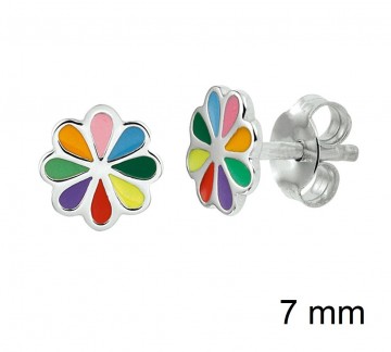 Zilveren Bloem oorbellen knopjes