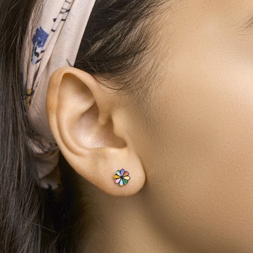 Zilveren Bloem oorbellen knopjes