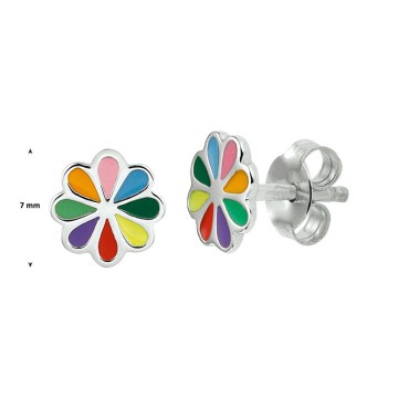 Zilveren Bloem oorbellen knopjes