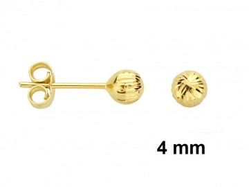 Gouden oorknopjes Bewerkt bolletjes 4mm.