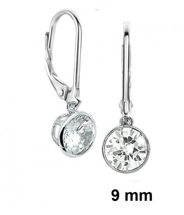 Zilveren oorhangers 9mm zirkonia rond