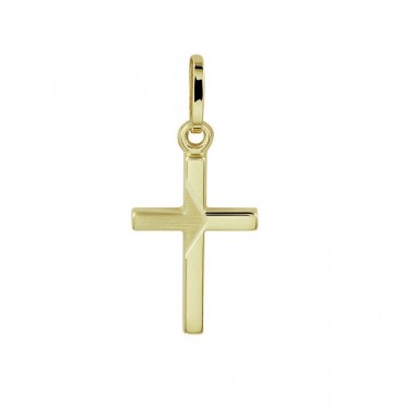 Gouden kruisje hanger 17mm (bewerkt)