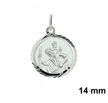 Zilveren Heilige Christoffel 14mm hanger