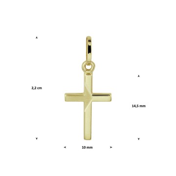 Gouden kruisje hanger 17mm (bewerkt)