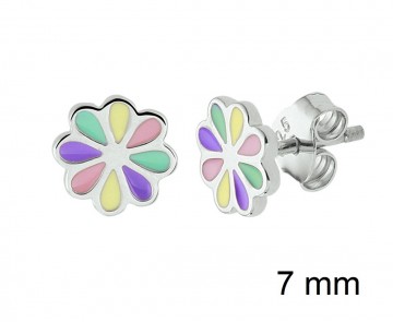 Zilveren bloem oorbellen knopjes (2)