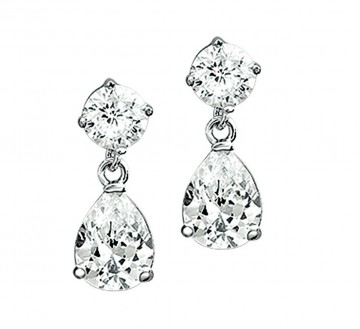 Zilveren oorhangers zirkonia stekertjes