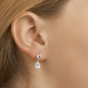 Zilveren oorhangers zirkonia stekertjes