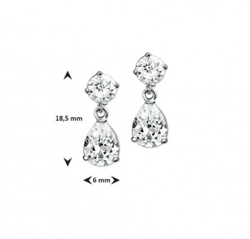 Zilveren oorhangers zirkonia stekertjes
