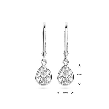 Zilveren oorhangers zirkonia druppel