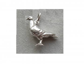 Zilveren duif / postduif hanger groot