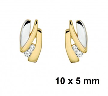 Gouden bicolor dames oorbellen 10mm