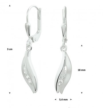 Zilveren damesoorbellen hangertjes met steentjes