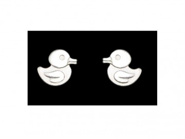 Zilveren eend / badeendje oorbellen