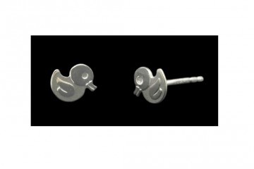 Zilveren eend / badeendje oorbellen