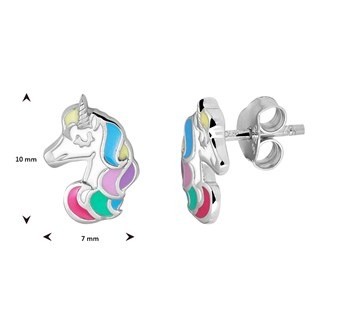 Zilveren eenhoorn / paard oorbellen